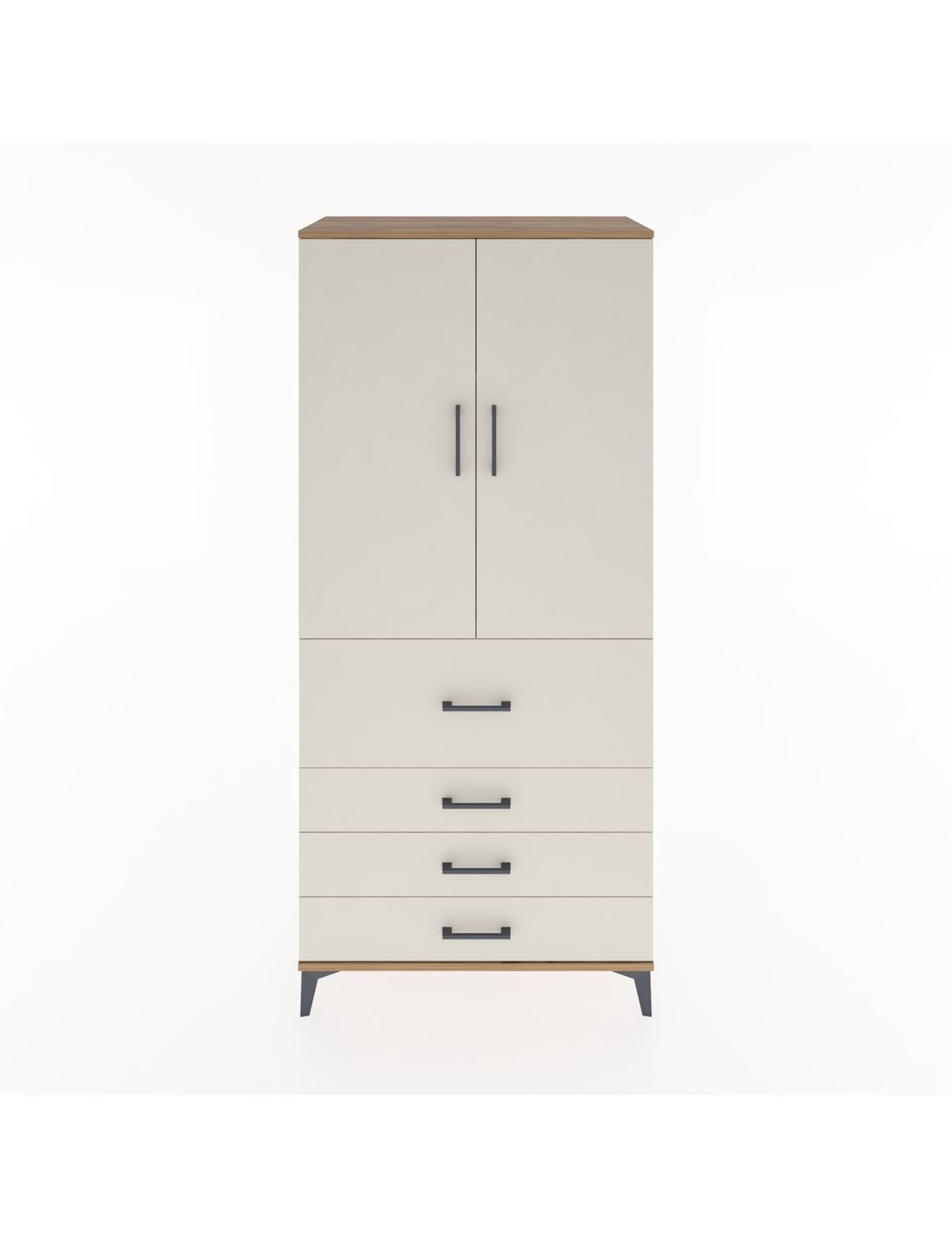 Hyperion Dolap 3 Raflı 4 Çekmeceli 2 Kapaklı 88x44x195 Çam-Aytaşı