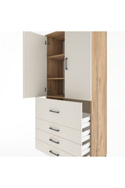 Hyperion Dolap 3 Raflı 4 Çekmeceli 2 Kapaklı 88x44x195 Çam-Aytaşı
