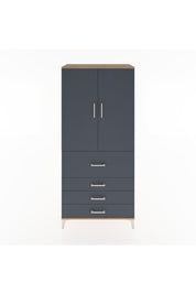 Hyperion Dolap 3 Raflı 4 Çekmeceli 2 Kapaklı 88x44x195 Çam-Antrasit