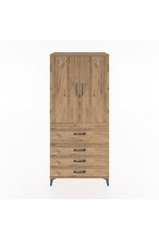 Hyperion Dolap 3 Raflı 4 Çekmeceli 2 Kapaklı 88x44x195 Çam-Çam