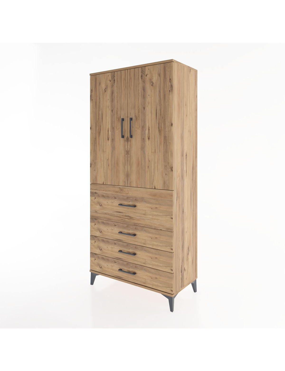 Hyperion Dolap 3 Raflı 4 Çekmeceli 2 Kapaklı 88x44x195 - S60M063V9B
