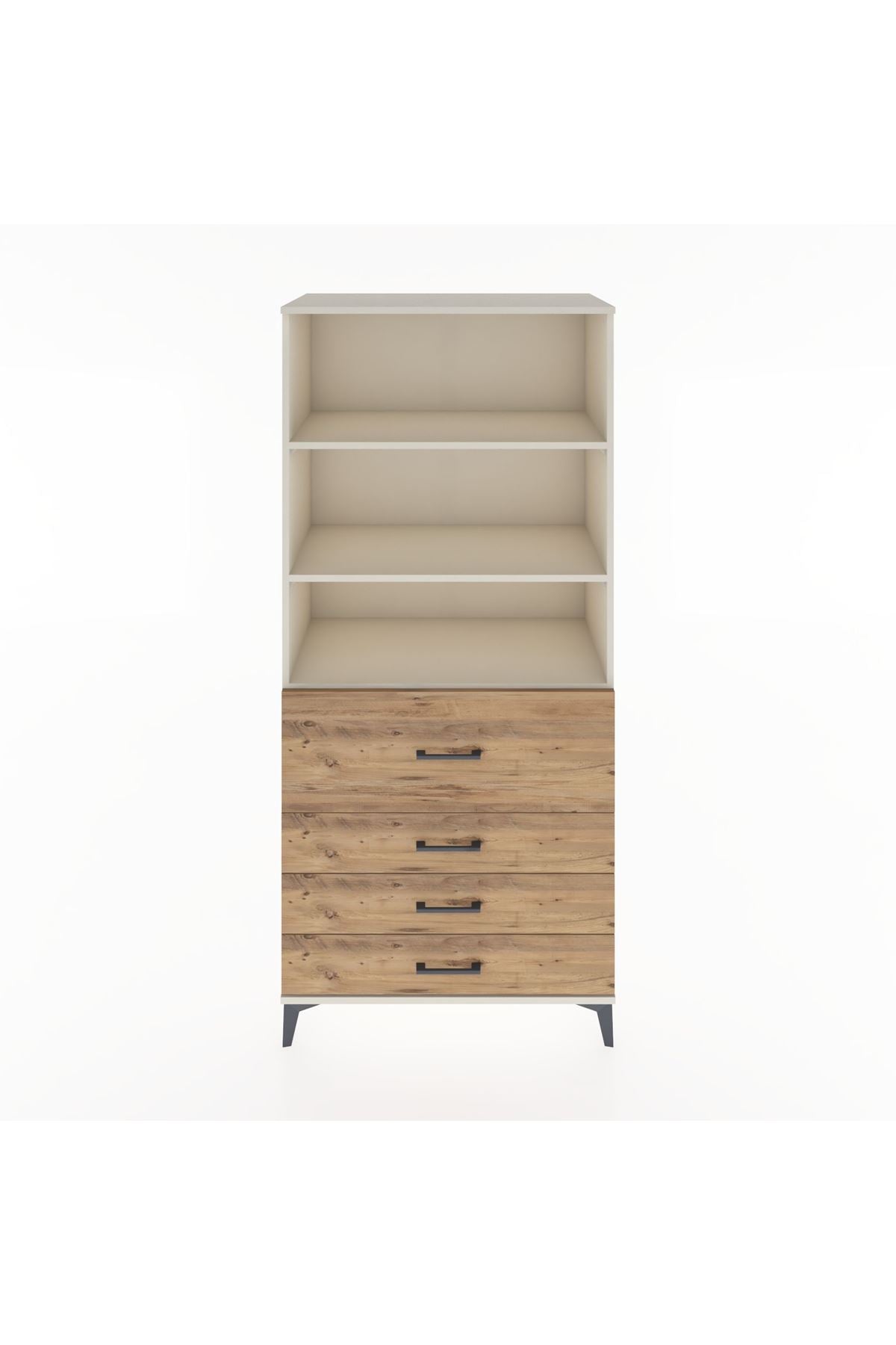 Hyperion Dolap 3 Raflı 4 Çekmeceli 88x44x195 Aytaşı-Çam