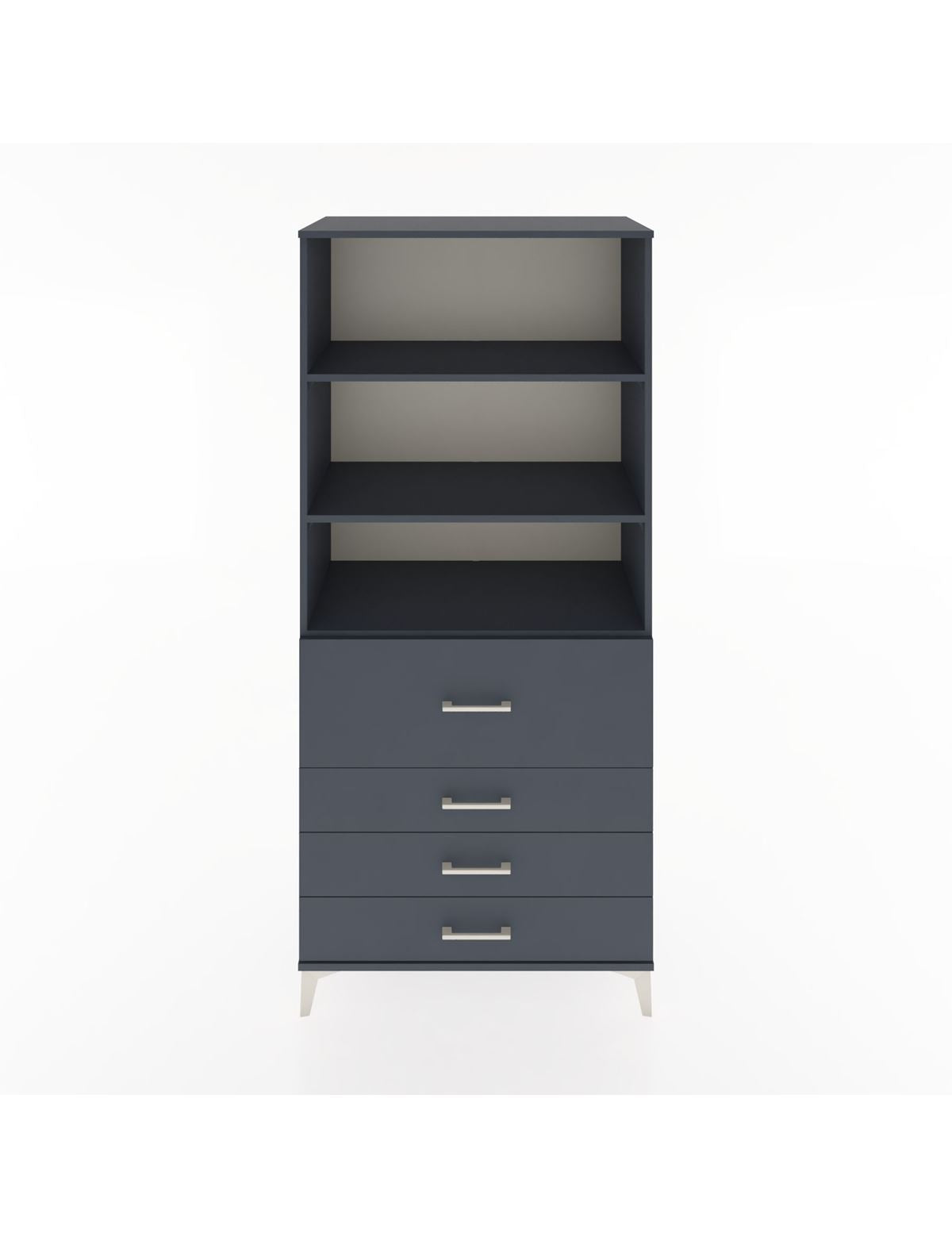 Hyperion Dolap 3 Raflı 4 Çekmeceli 88x44x195 Antrasit-Antrasit