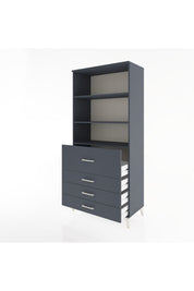 Hyperion Dolap 3 Raflı 4 Çekmeceli 88x44x195 Antrasit-Antrasit