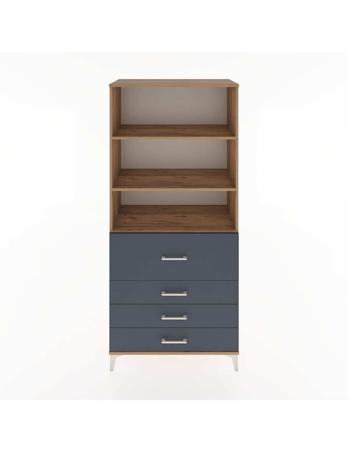 Hyperion Dolap 3 Raflı 4 Çekmeceli 88x44x195 Çam-Antrasit