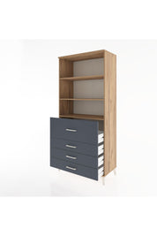 Hyperion Dolap 3 Raflı 4 Çekmeceli 88x44x195 Çam-Antrasit