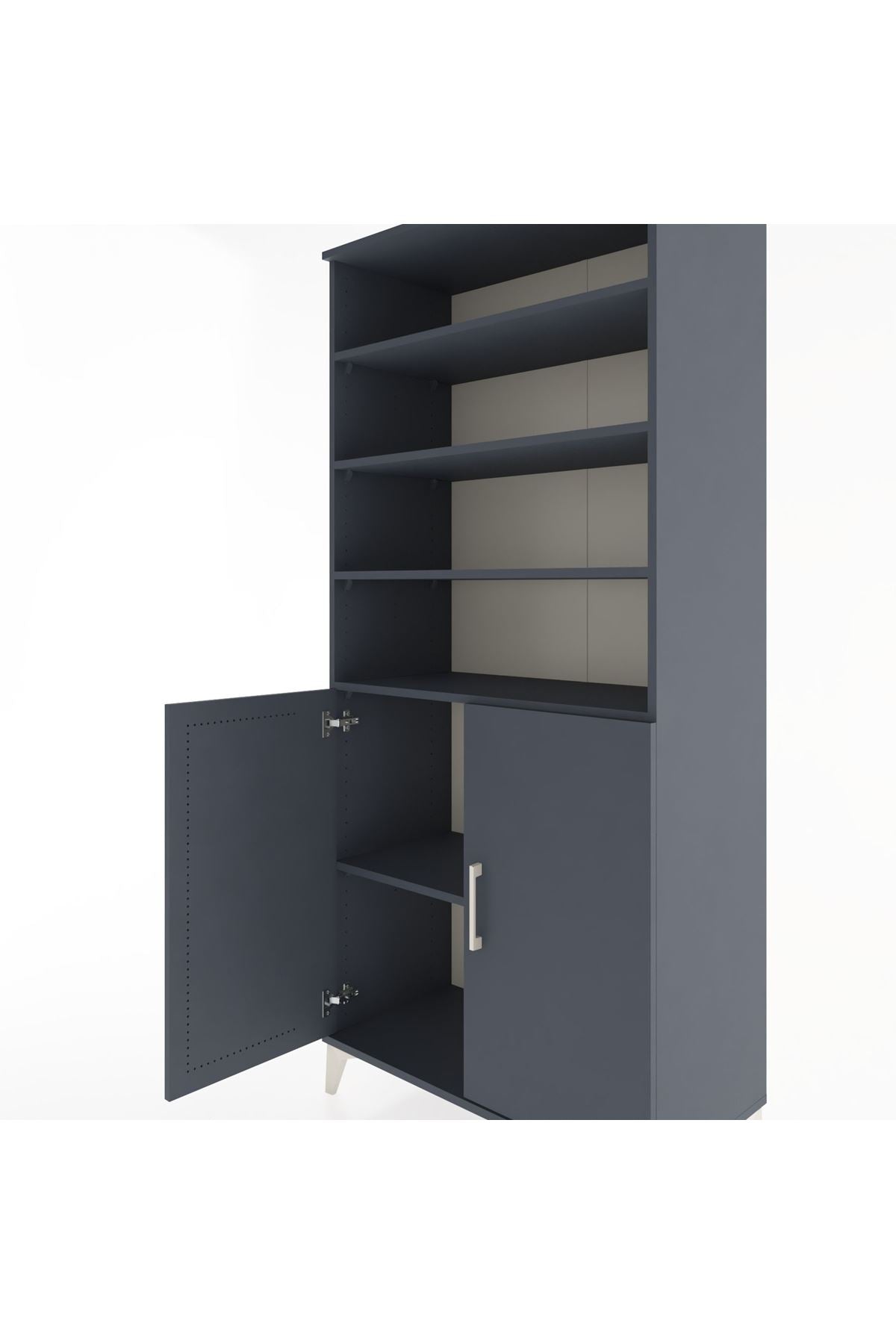Hyperion Dolap 5 Raflı 2 Kapaklı 88x44x195 Antrasit-Antrasit