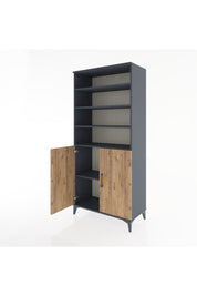 Hyperion Dolap 5 Raflı 2 Kapaklı 88x44x195 Antrasit-Çam