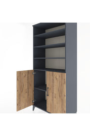 Hyperion Dolap 5 Raflı 2 Kapaklı 88x44x195 Antrasit-Çam