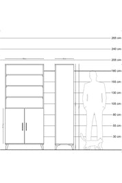 Hyperion Dolap 5 Raflı 2 Kapaklı 88x44x195 Antrasit-Çam
