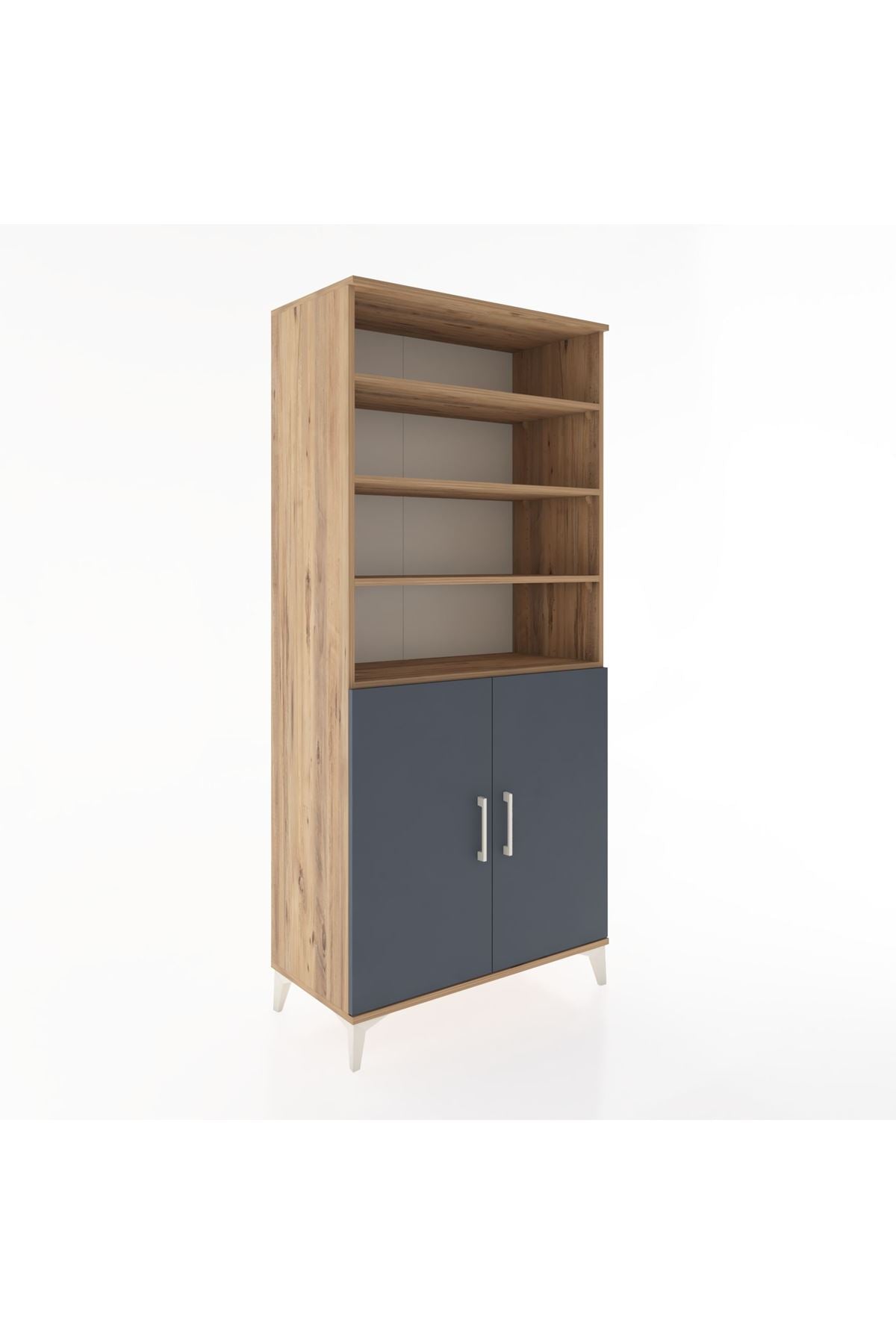 Hyperion Dolap 5 Raflı 2 Kapaklı 88x44x195 Çam-Antrasit