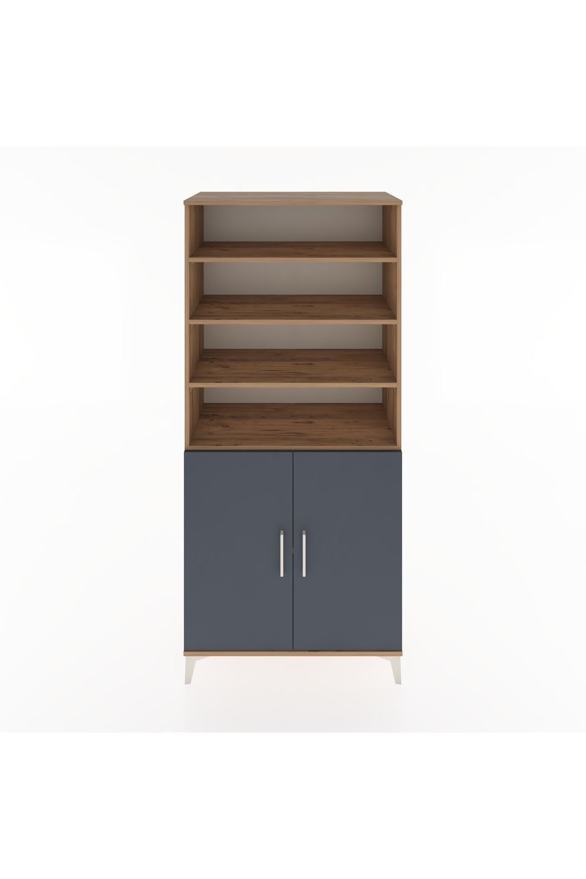 Hyperion Dolap 5 Raflı 2 Kapaklı 88x44x195 Çam-Antrasit