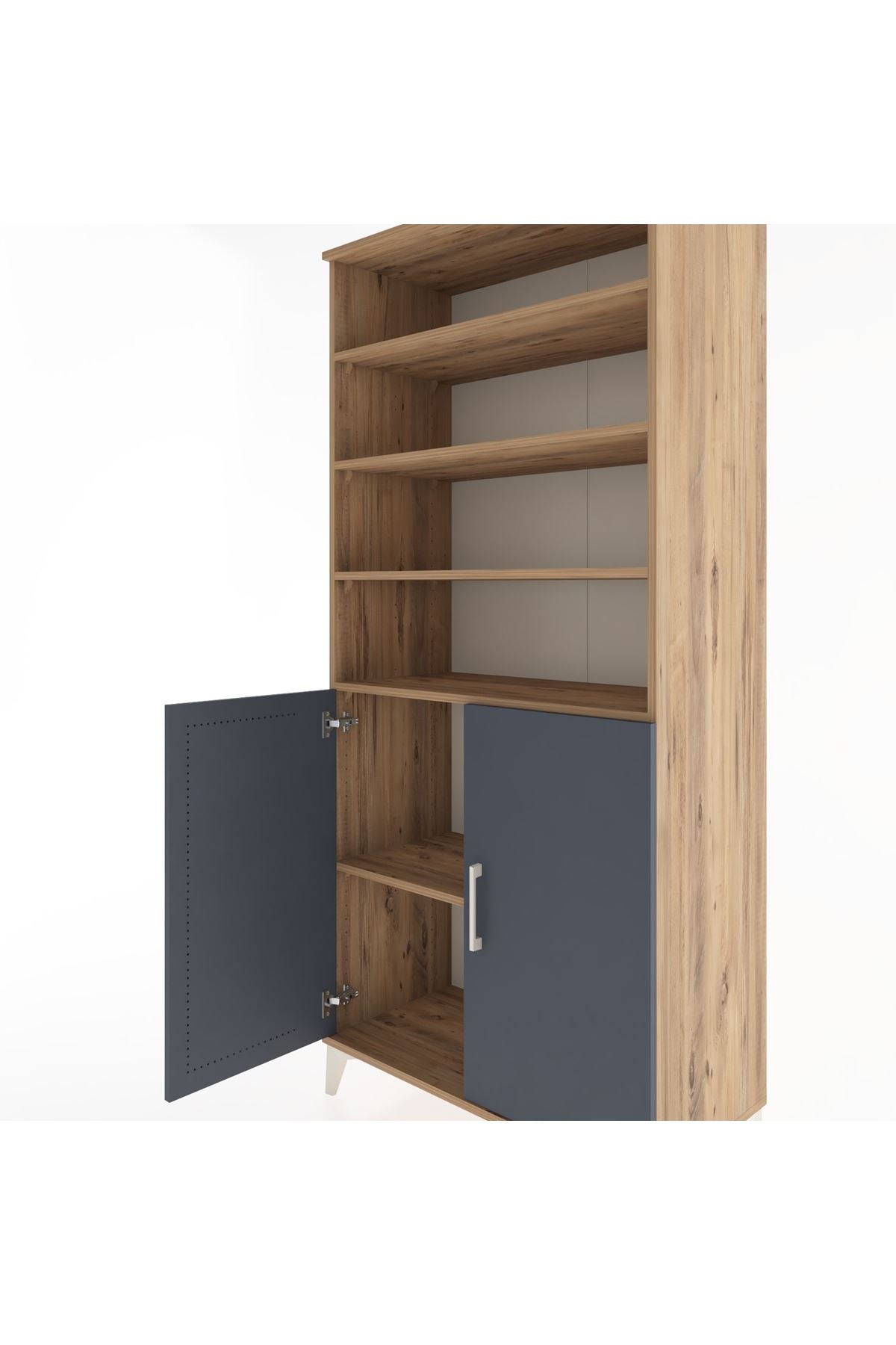 Hyperion Dolap 5 Raflı 2 Kapaklı 88x44x195 Çam-Antrasit