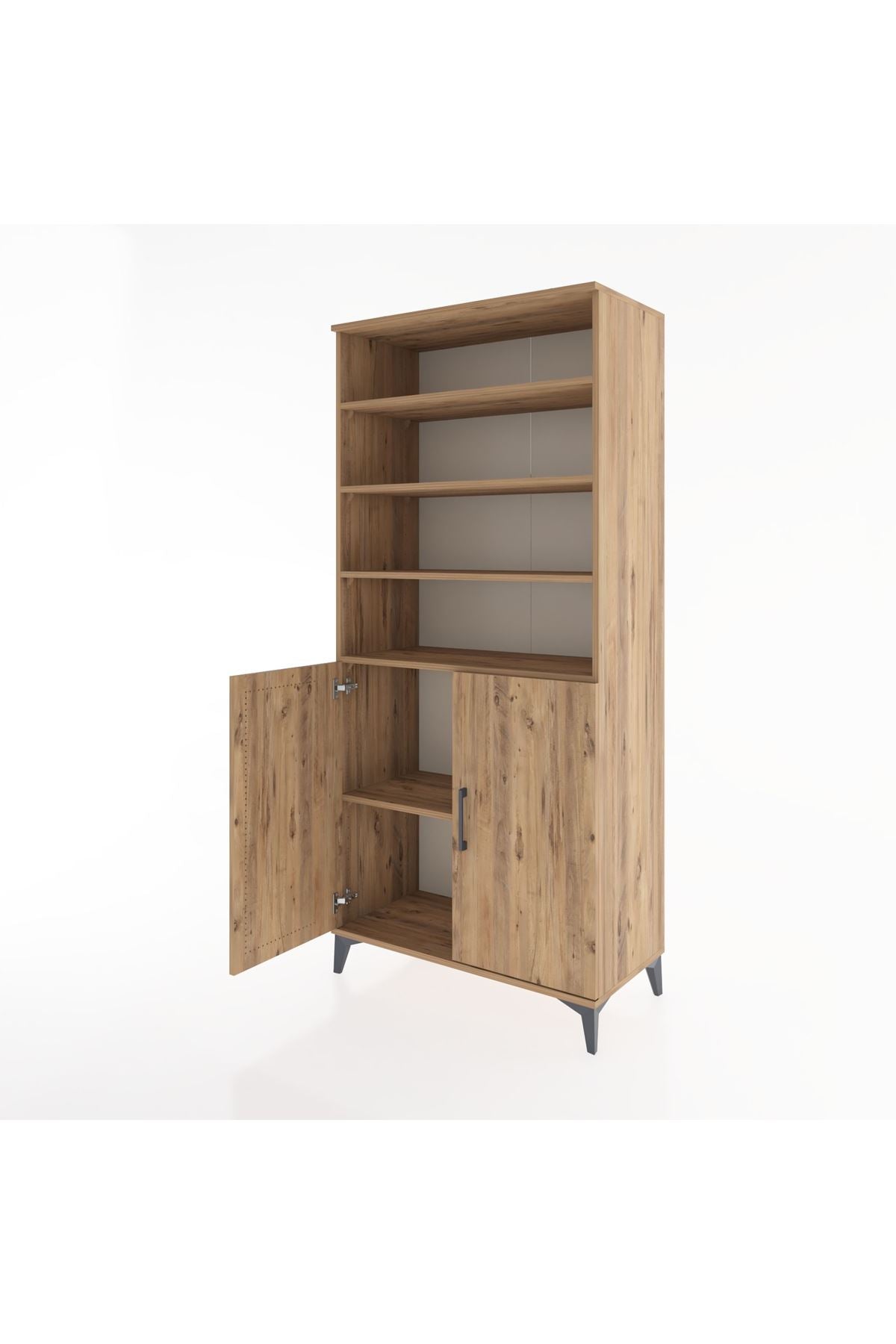 Hyperion Dolap 5 Raflı 2 Kapaklı 88x44x195 Çam-Çam