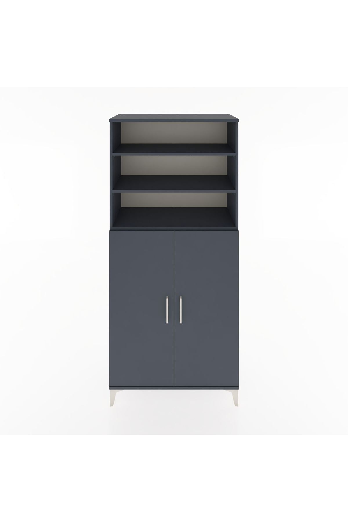 Hyperion Dolap 5 Raflı 2 Kapaklı 88x44x195 Antrasit-Antrasit