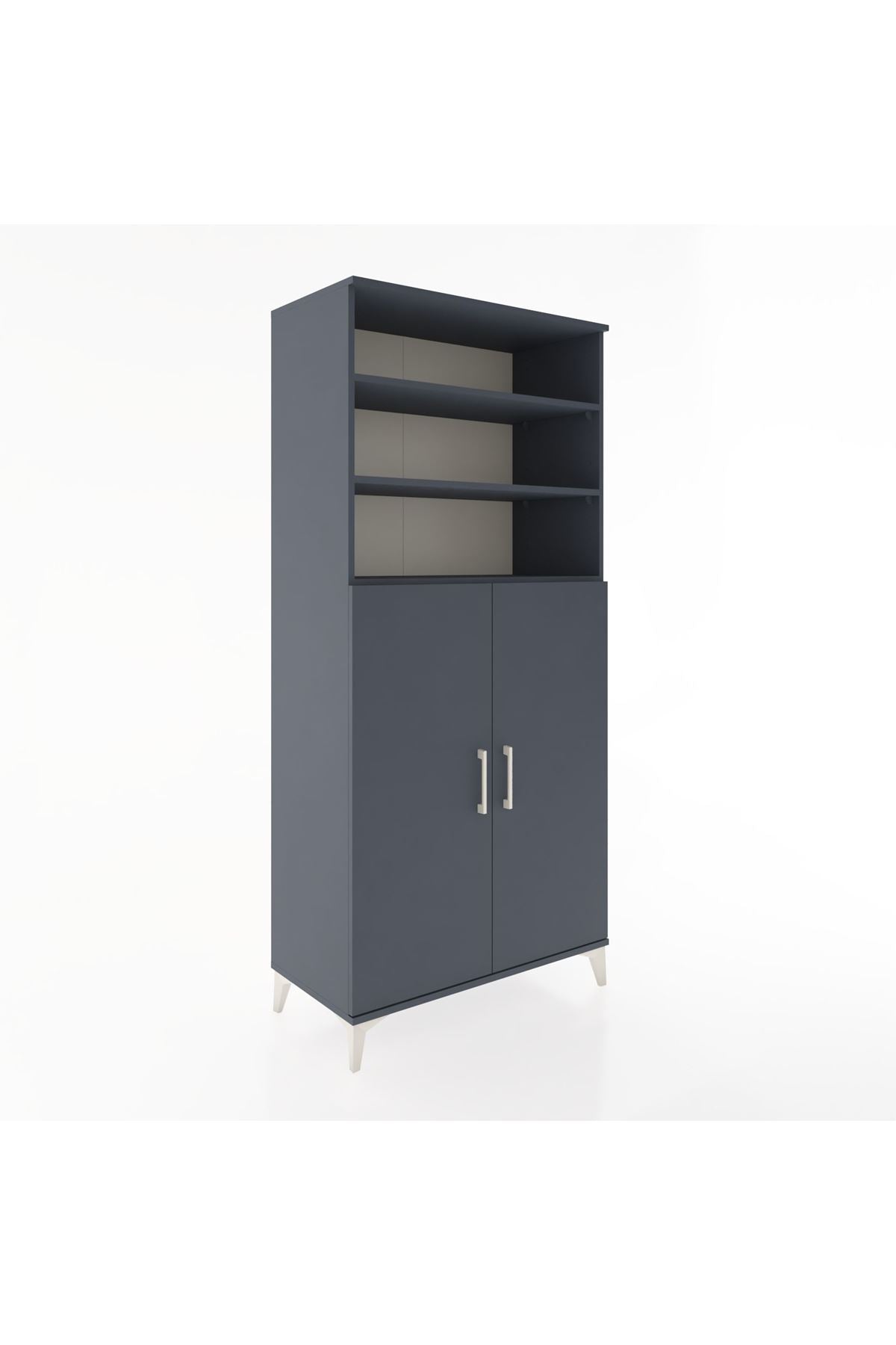 Hyperion Dolap 5 Raflı 2 Kapaklı 88x44x195 Antrasit-Antrasit