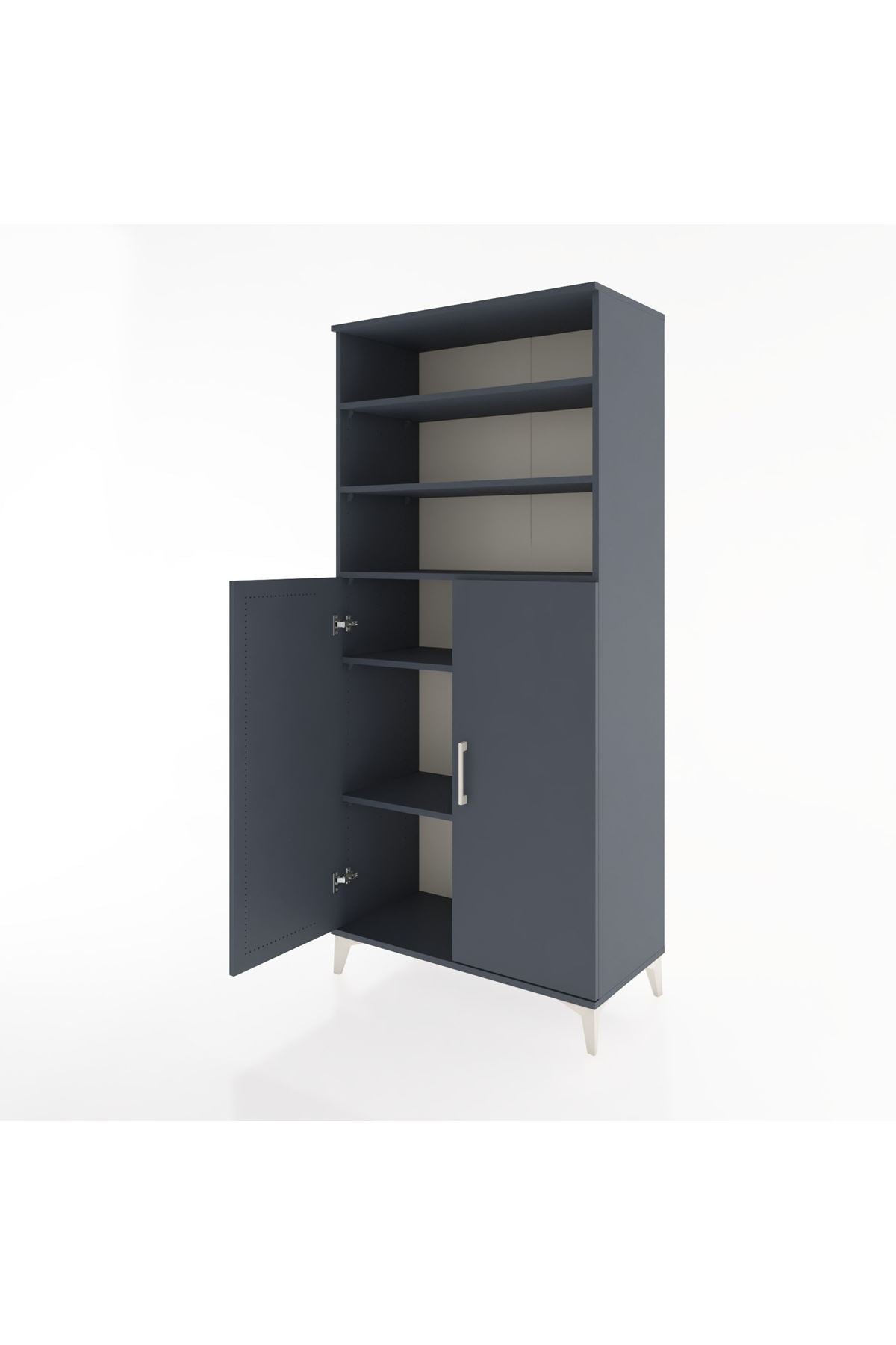 Hyperion Dolap 5 Raflı 2 Kapaklı 88x44x195 Antrasit-Antrasit