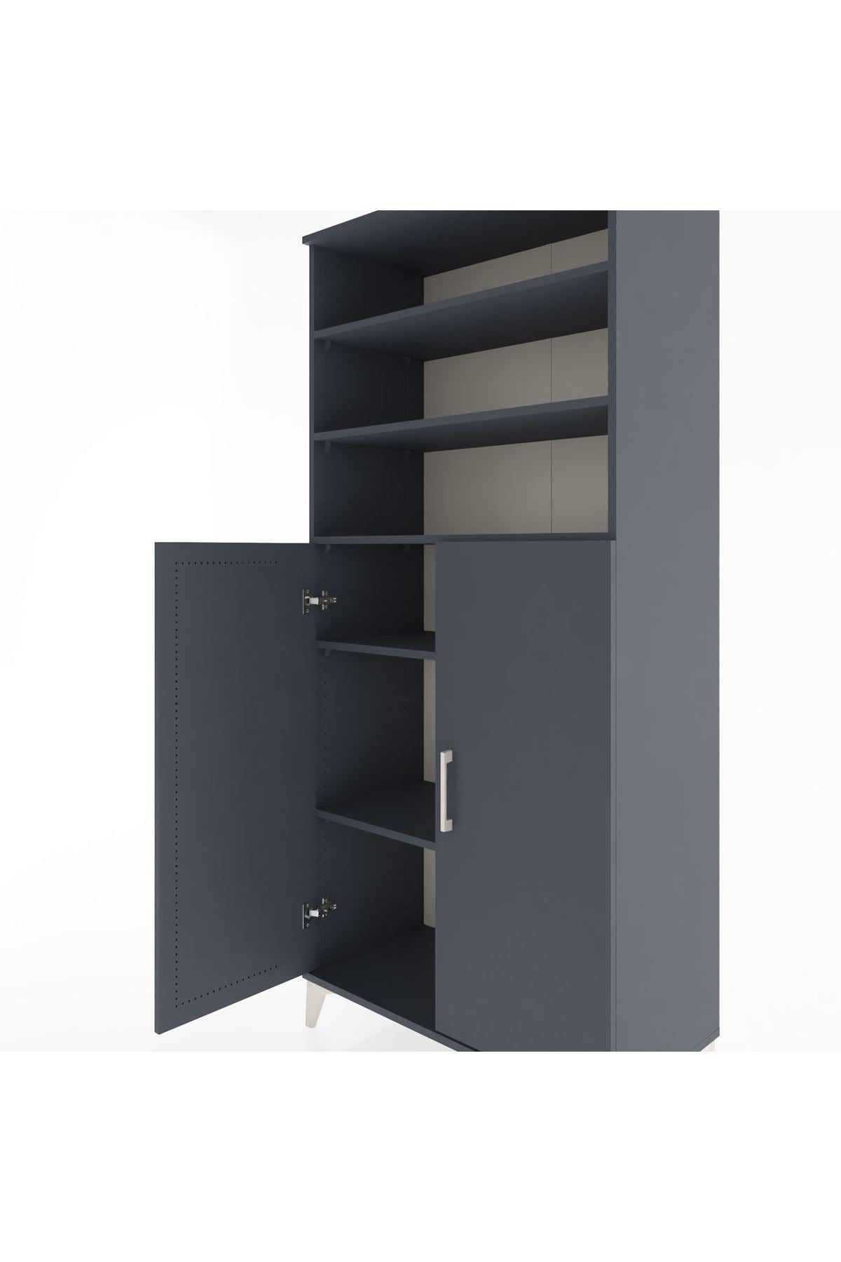 Hyperion Dolap 5 Raflı 2 Kapaklı 88x44x195 Antrasit-Antrasit