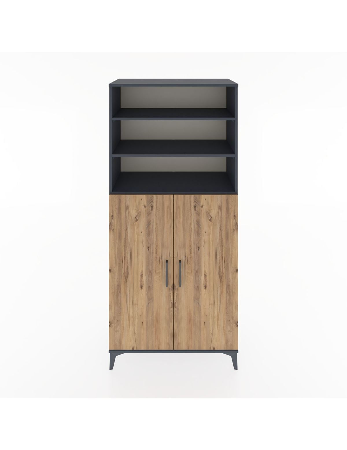 Hyperion Dolap 5 Raflı 2 Kapaklı 88x44x195 Antrasit-Çam