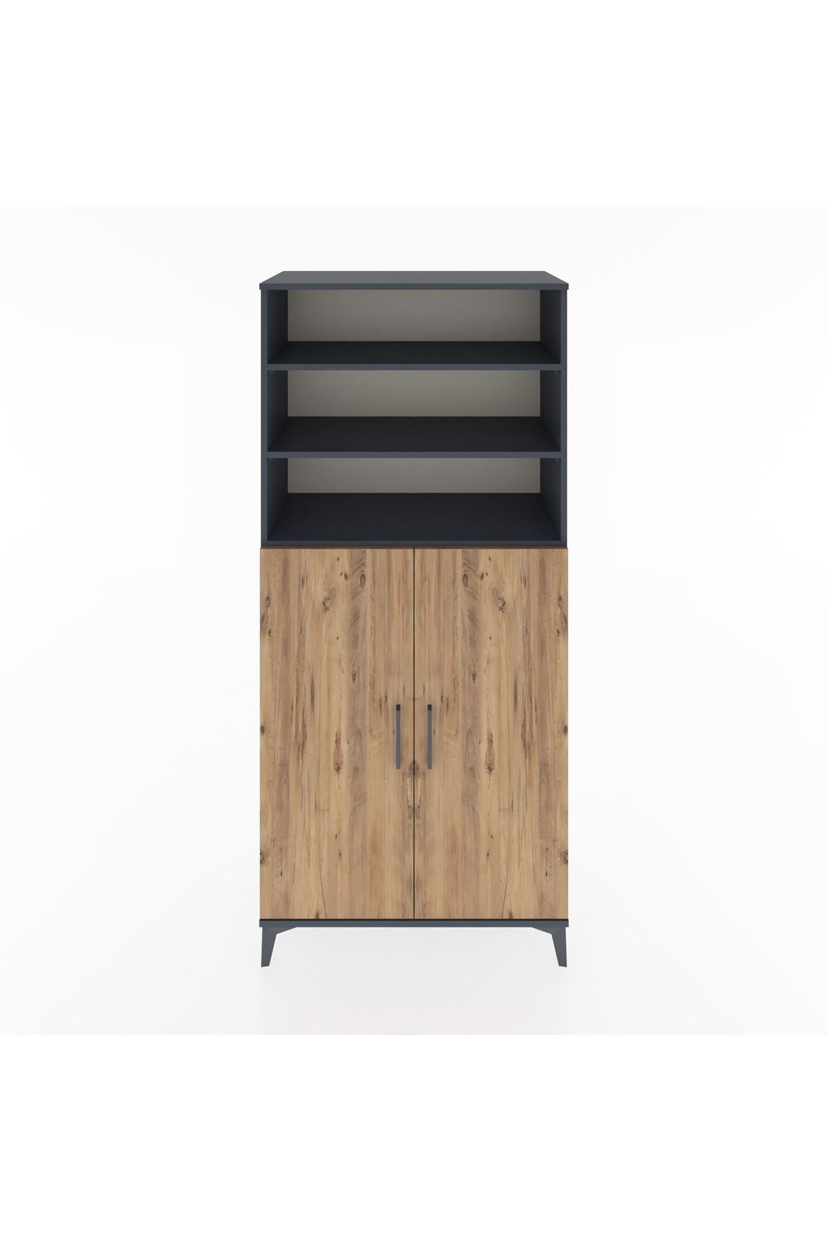 Hyperion Dolap 5 Raflı 2 Kapaklı 88x44x195 Antrasit-Çam