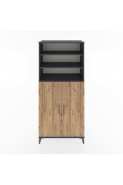 Hyperion Dolap 5 Raflı 2 Kapaklı 88x44x195 Antrasit-Çam