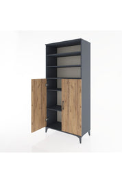 Hyperion Dolap 5 Raflı 2 Kapaklı 88x44x195 Antrasit-Çam