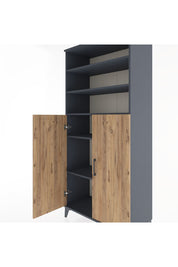 Hyperion Dolap 5 Raflı 2 Kapaklı 88x44x195 Antrasit-Çam