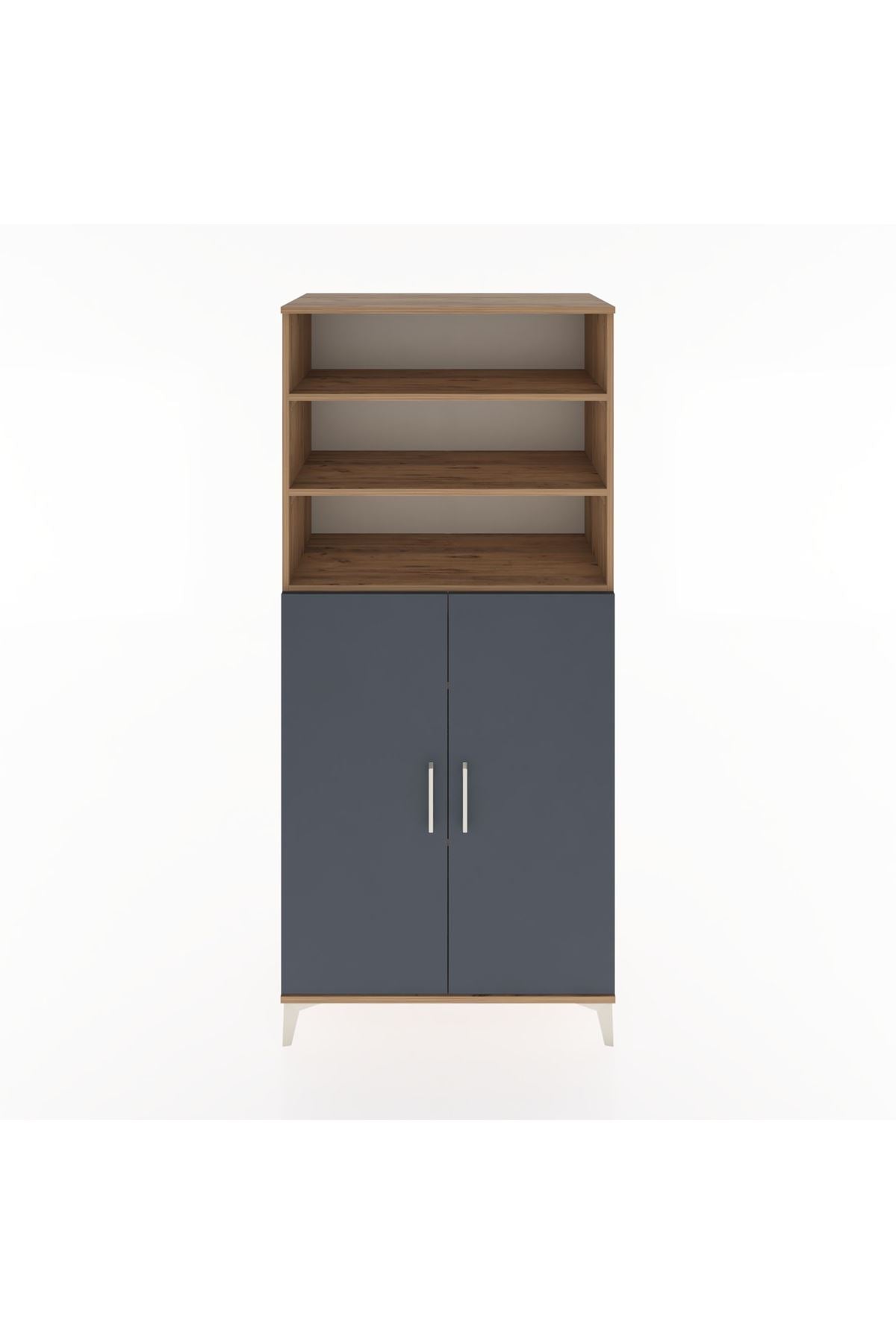 Hyperion Dolap 5 Raflı 2 Kapaklı 88x44x195 Çam-Antrasit