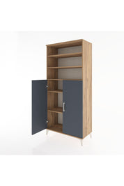 Hyperion Dolap 5 Raflı 2 Kapaklı 88x44x195 Çam-Antrasit
