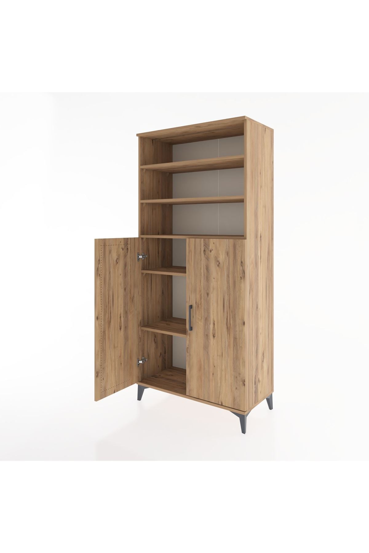 Hyperion Dolap 5 Raflı 2 Kapaklı 88x44x195 Çam-Çam