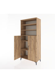 Hyperion Dolap 5 Raflı 2 Kapaklı 88x44x195 Çam-Çam