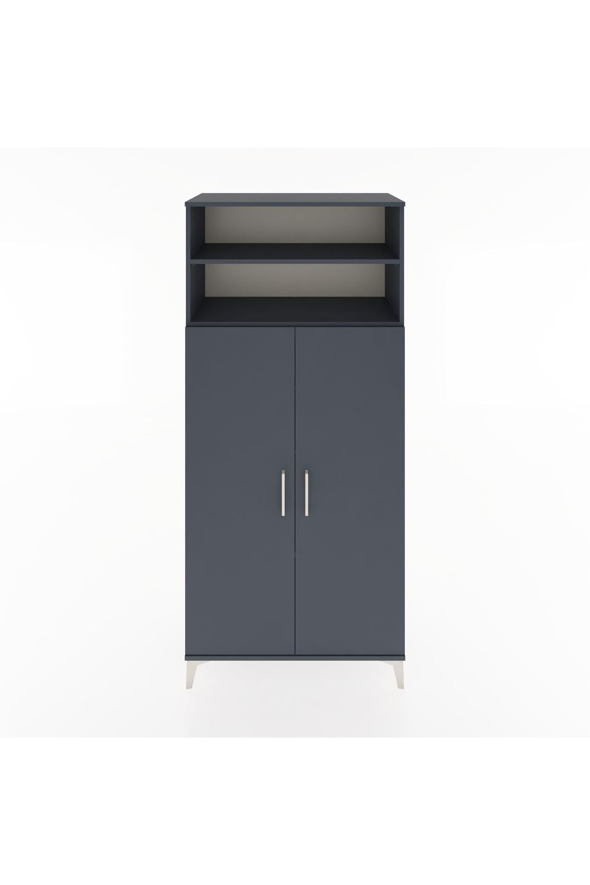 Hyperion Dolap 5 Raflı 2 Kapaklı 88x44x195 Antrasit-Antrasit