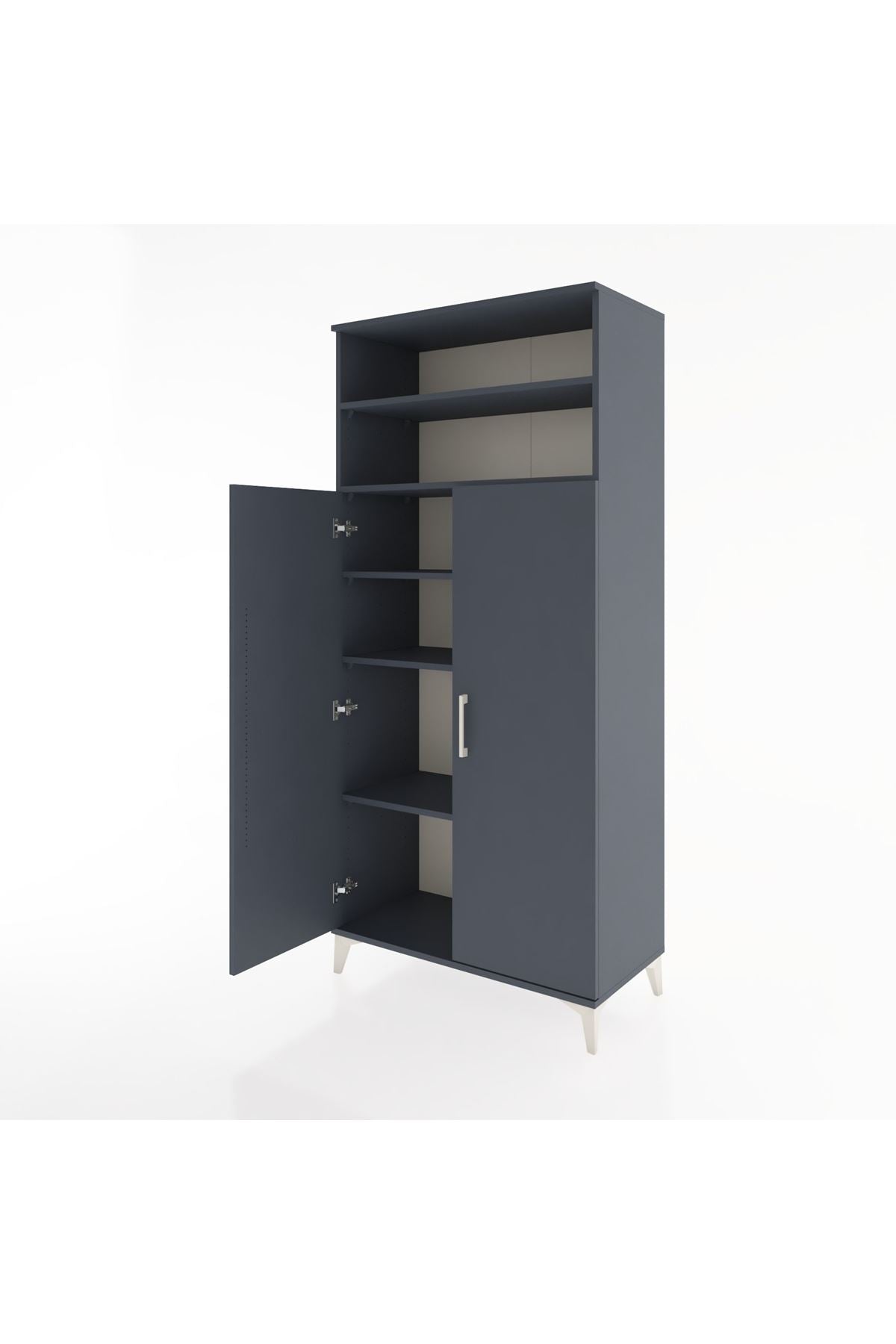 Hyperion Dolap 5 Raflı 2 Kapaklı 88x44x195 Antrasit-Antrasit