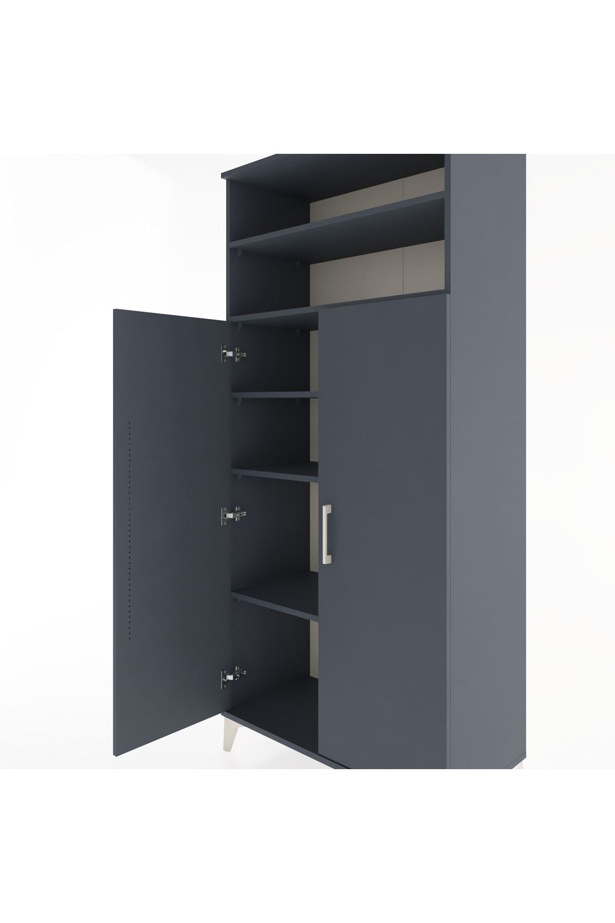 Hyperion Dolap 5 Raflı 2 Kapaklı 88x44x195 Antrasit-Antrasit