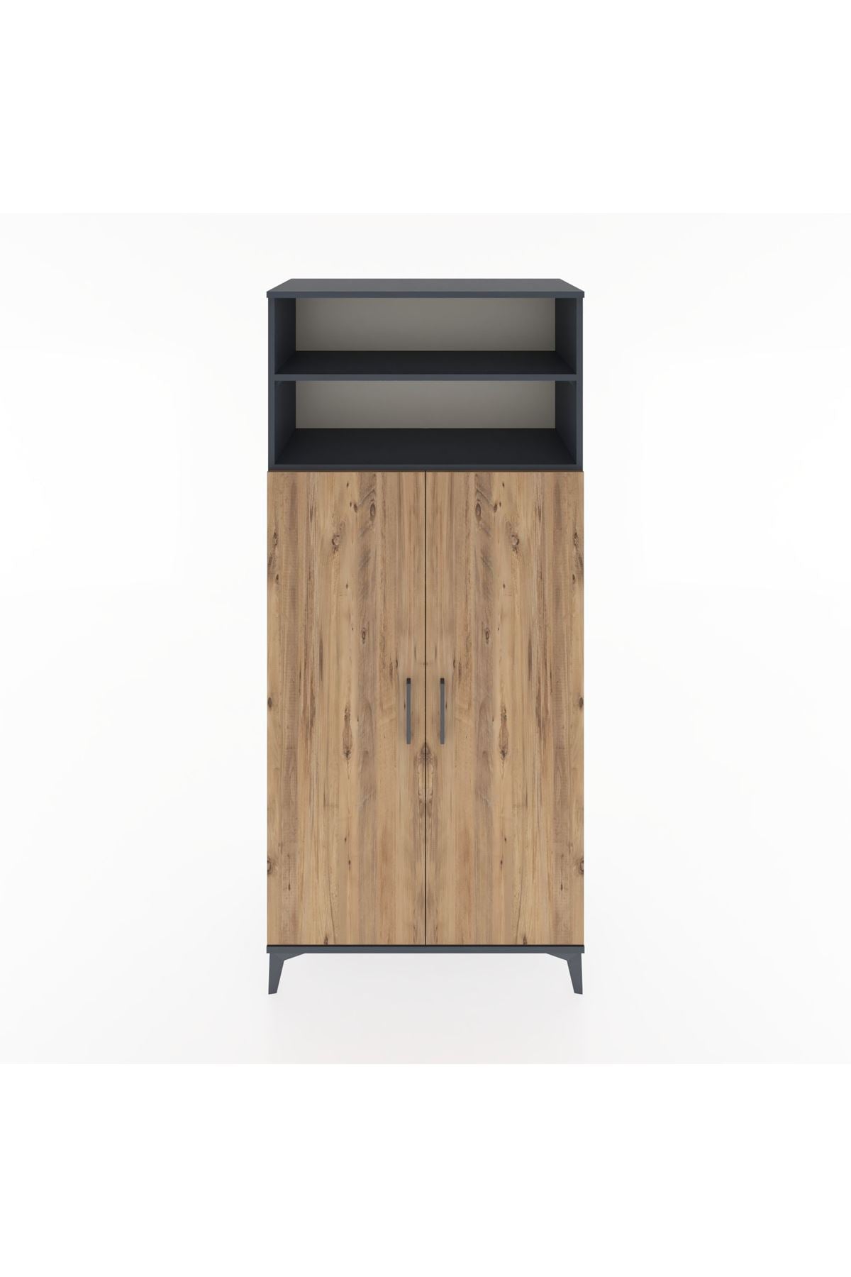 Hyperion Dolap 5 Raflı 2 Kapaklı 88x44x195 Antrasit-Çam