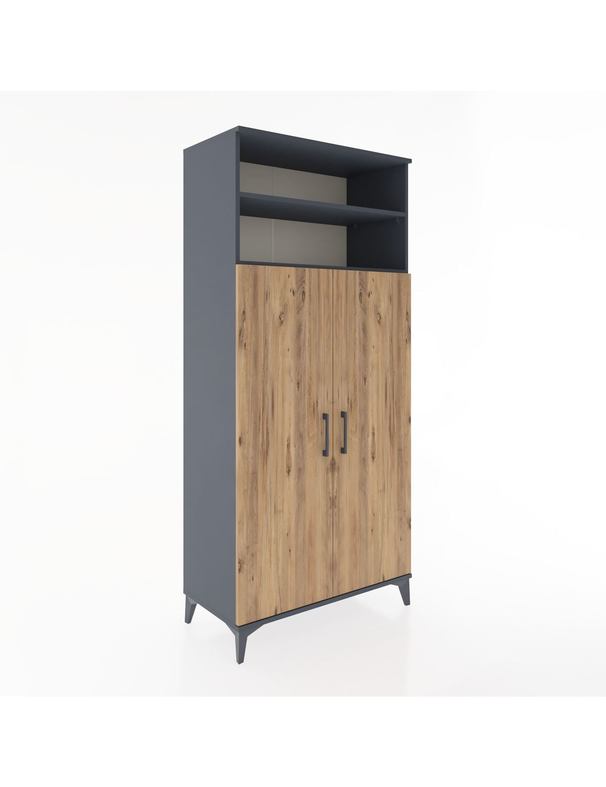 Hyperion Dolap 5 Raflı 2 Kapaklı 88x44x195 Antrasit-Çam