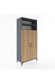 Hyperion Dolap 5 Raflı 2 Kapaklı 88x44x195 Antrasit-Çam