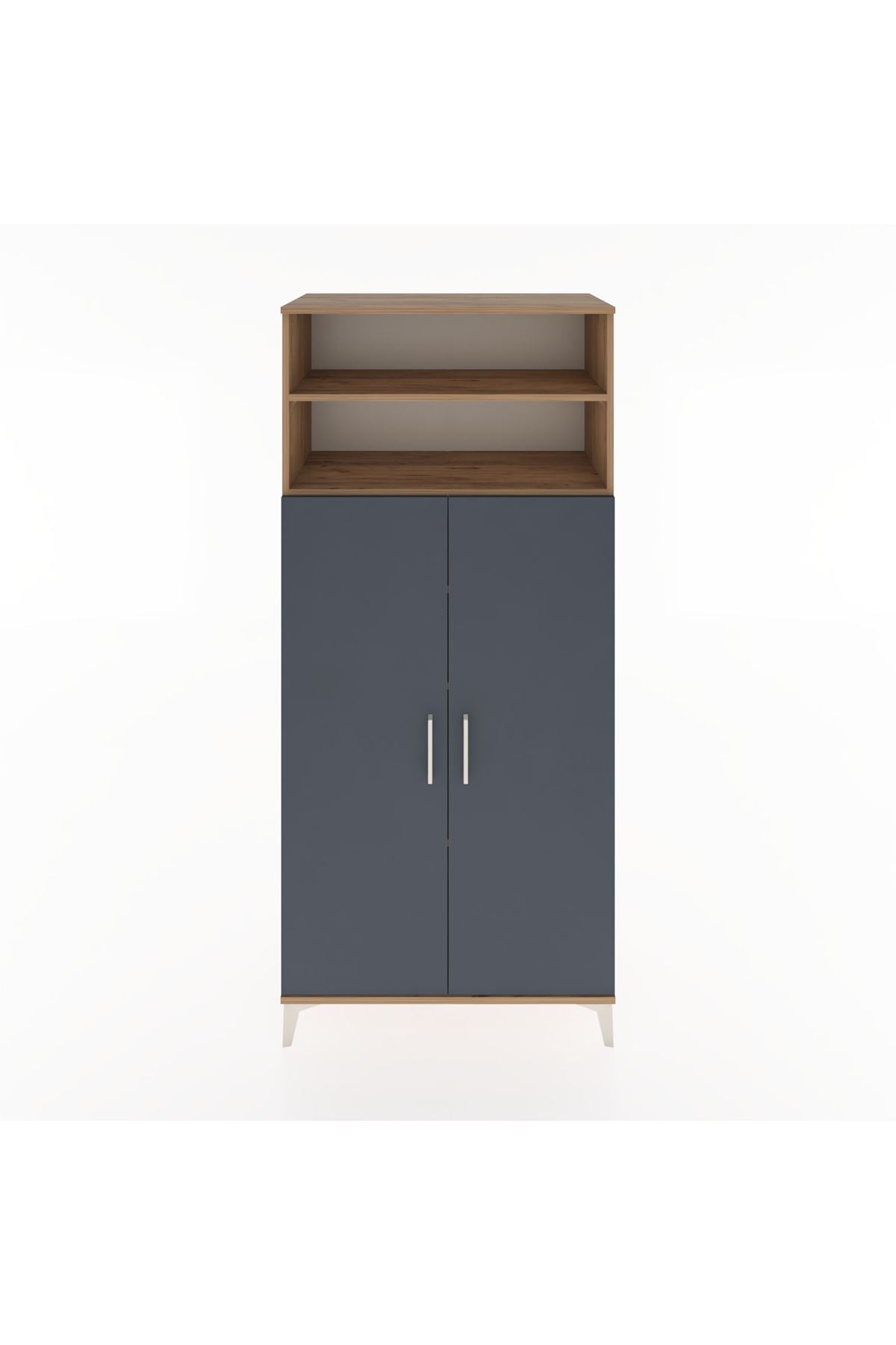 Hyperion Dolap 5 Raflı 2 Kapaklı 88x44x195 Çam-Antrasit