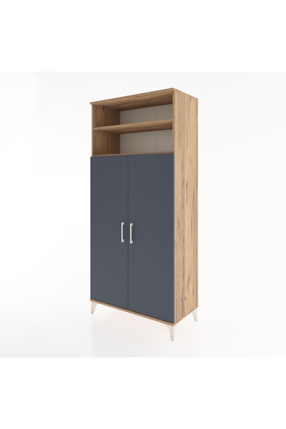 Hyperion Dolap 5 Raflı 2 Kapaklı 88x44x195 Çam-Antrasit