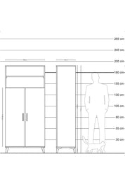 Hyperion Dolap 5 Raflı 2 Kapaklı 88x44x195 Antrasit-Çam