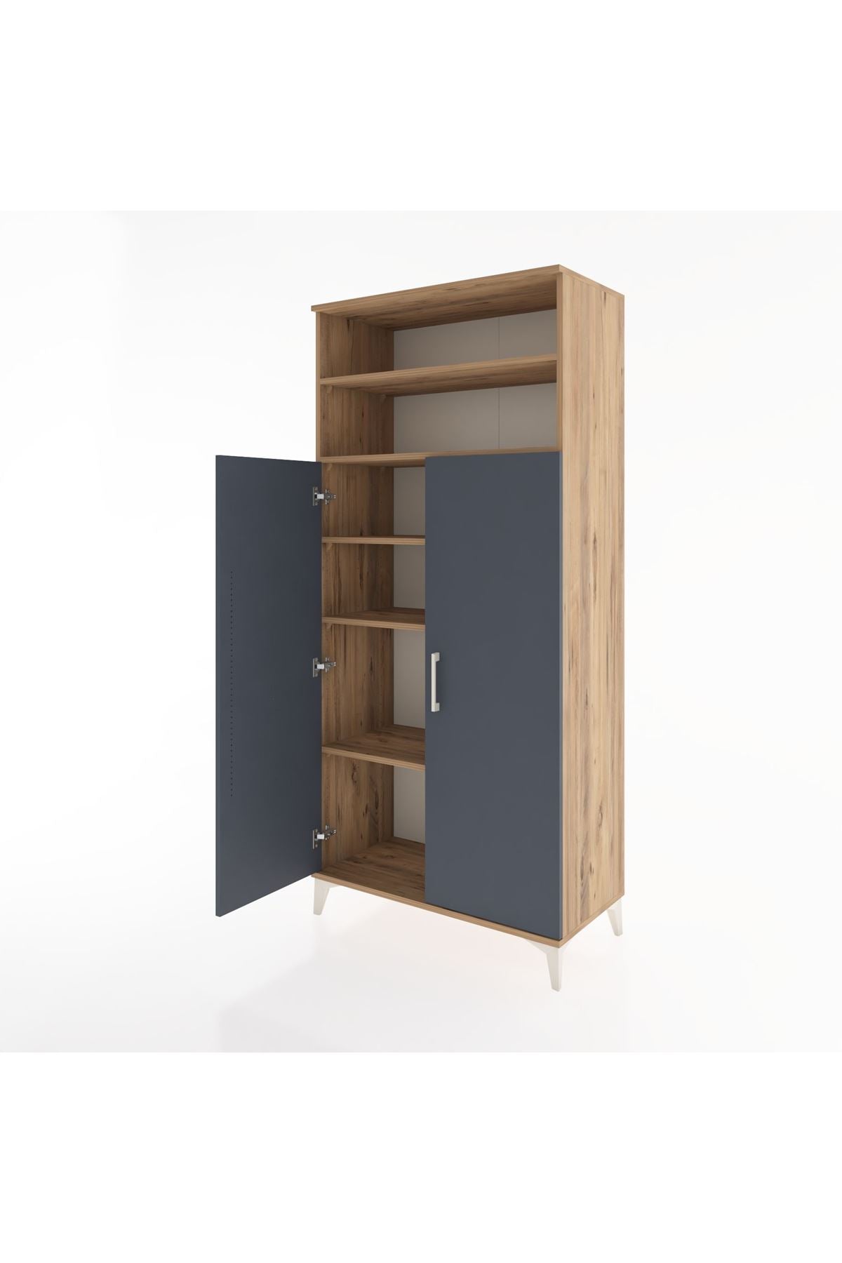 Hyperion Dolap 5 Raflı 2 Kapaklı 88x44x195 Çam-Antrasit