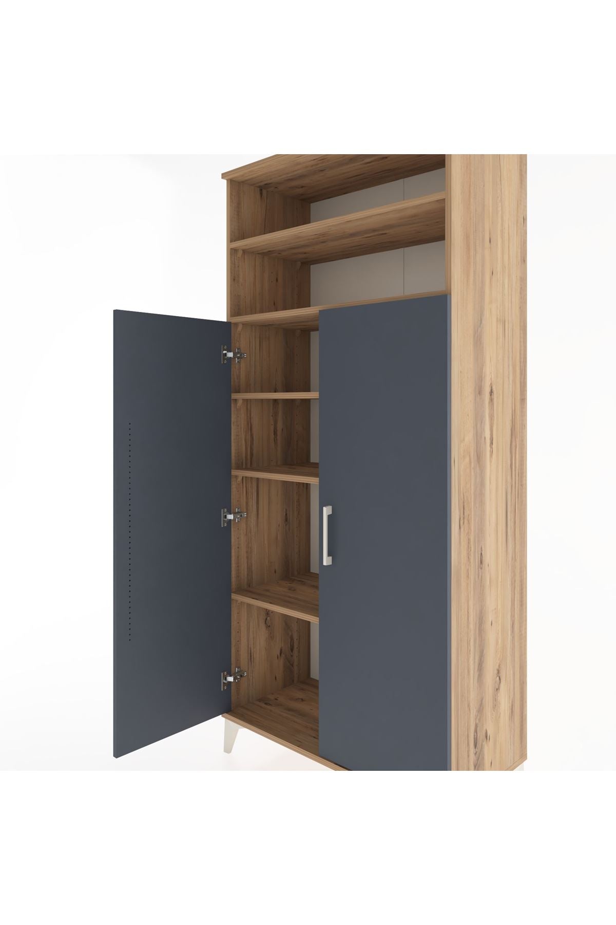 Hyperion Dolap 5 Raflı 2 Kapaklı 88x44x195 Çam-Antrasit
