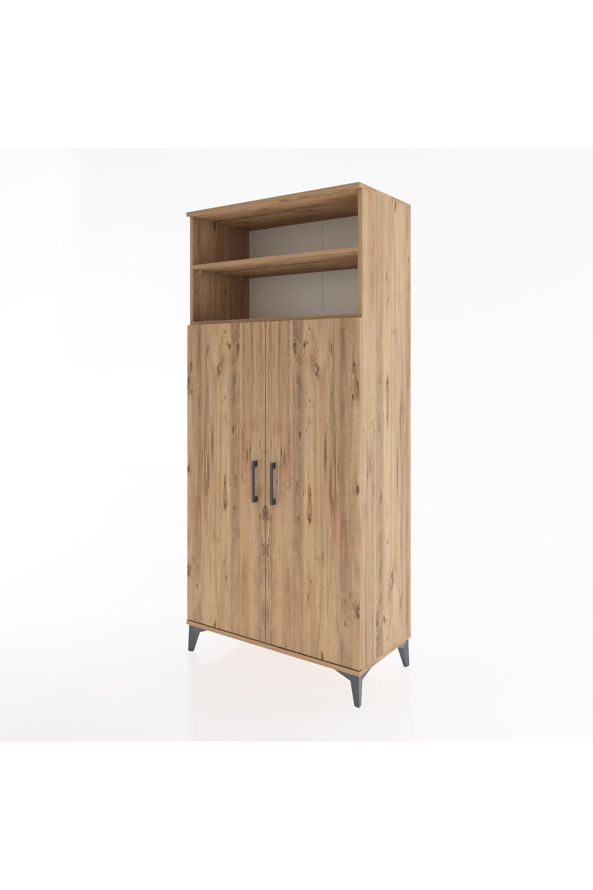 Hyperion Dolap 5 Raflı 2 Kapaklı 88x44x195 Çam-Çam