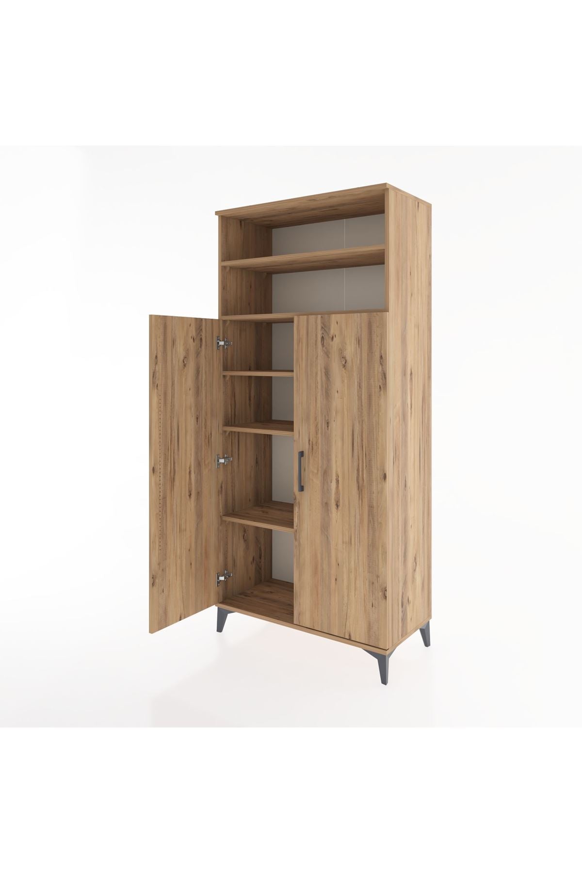 Hyperion Dolap 5 Raflı 2 Kapaklı 88x44x195 Çam-Çam