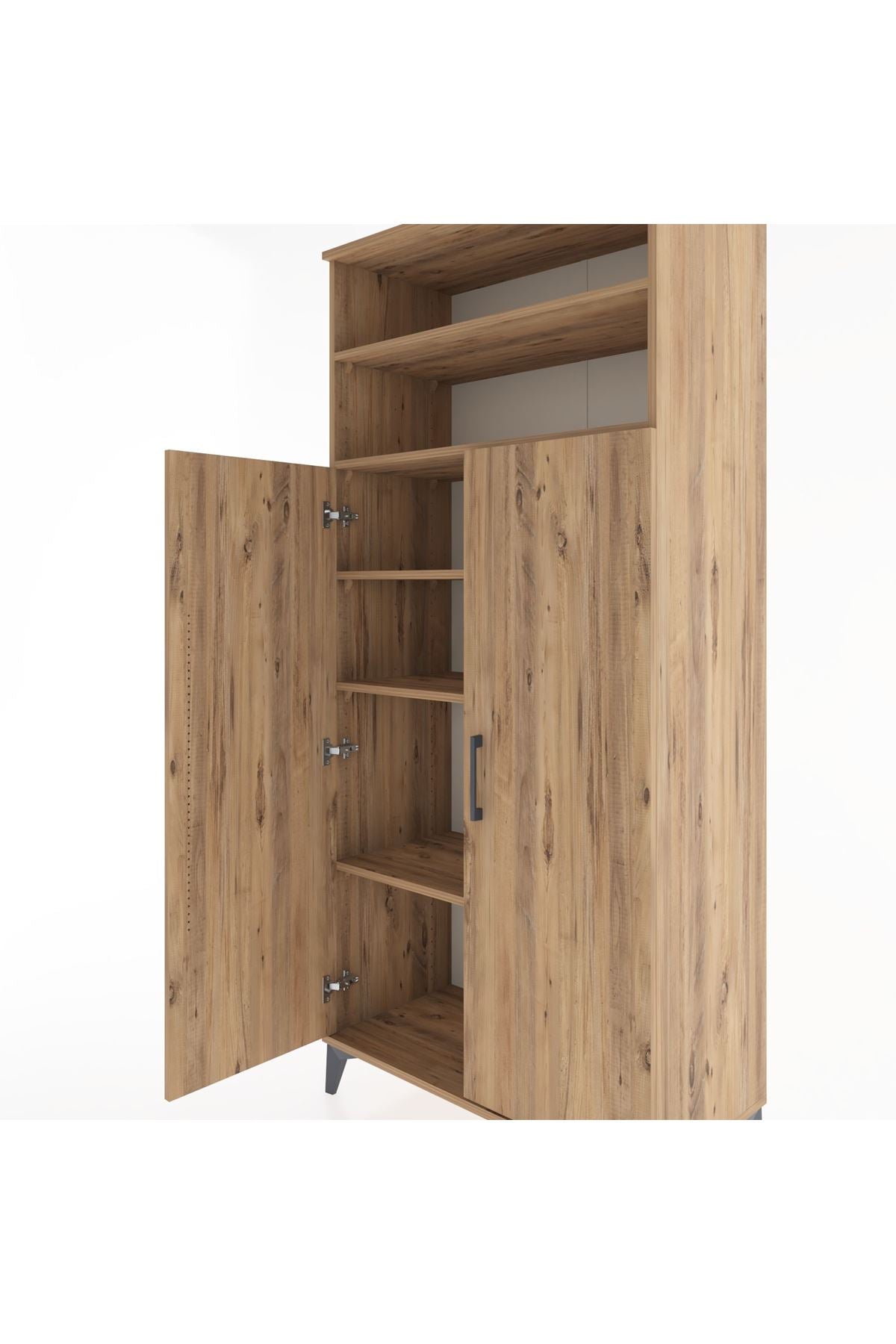 Hyperion Dolap 5 Raflı 2 Kapaklı 88x44x195 Çam-Çam