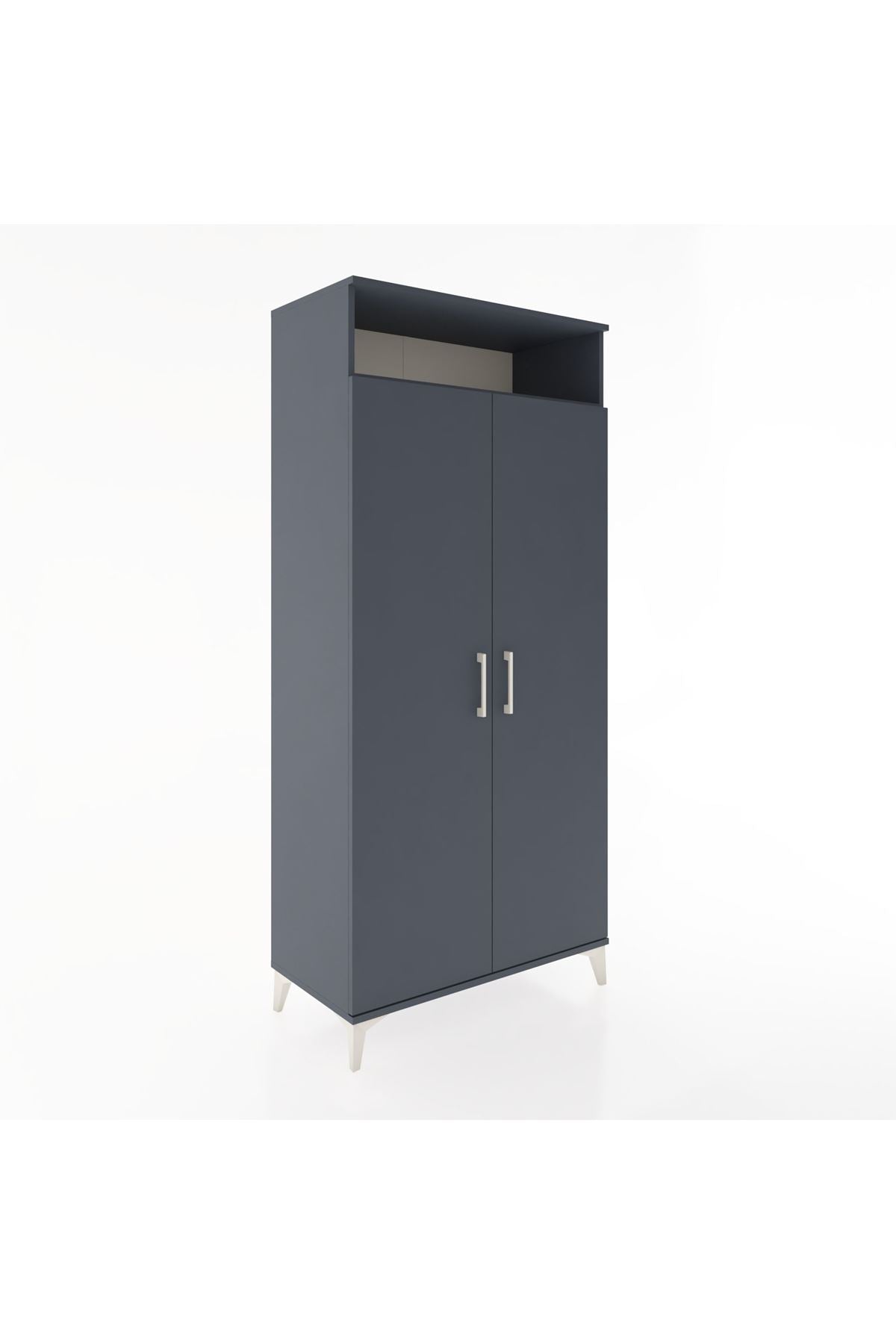 Hyperion Dolap 5 Raflı 2 Kapaklı 88x44x195 Antrasit-Antrasit