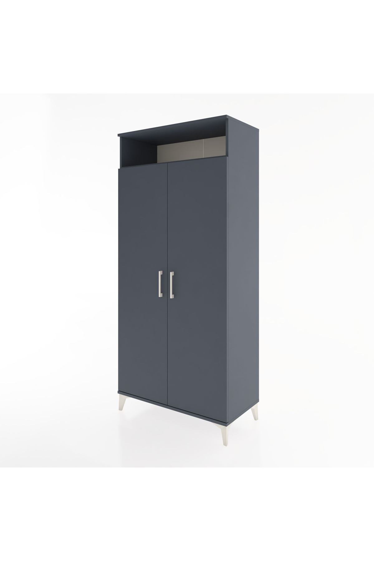 Hyperion Dolap 5 Raflı 2 Kapaklı 88x44x195 Antrasit-Antrasit