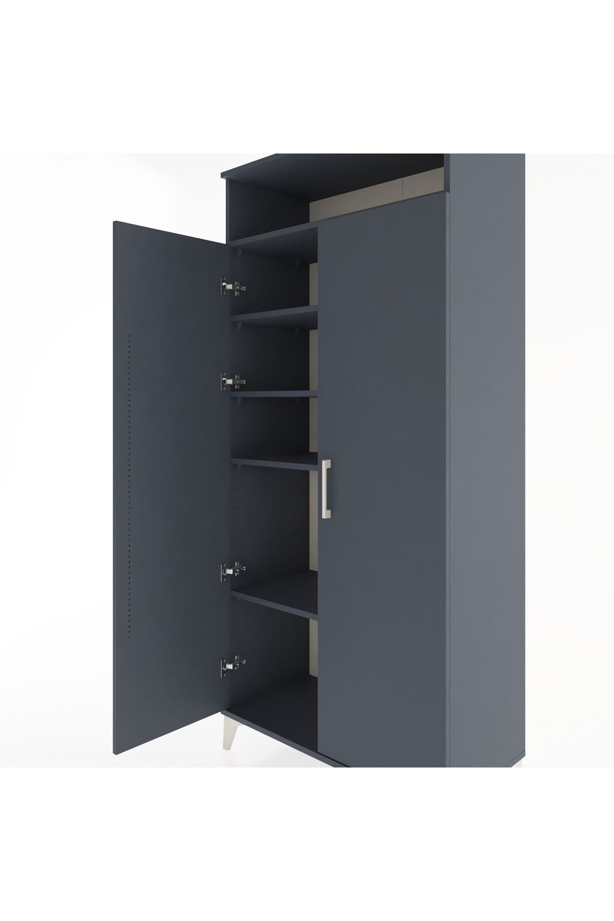 Hyperion Dolap 5 Raflı 2 Kapaklı 88x44x195 Antrasit-Antrasit
