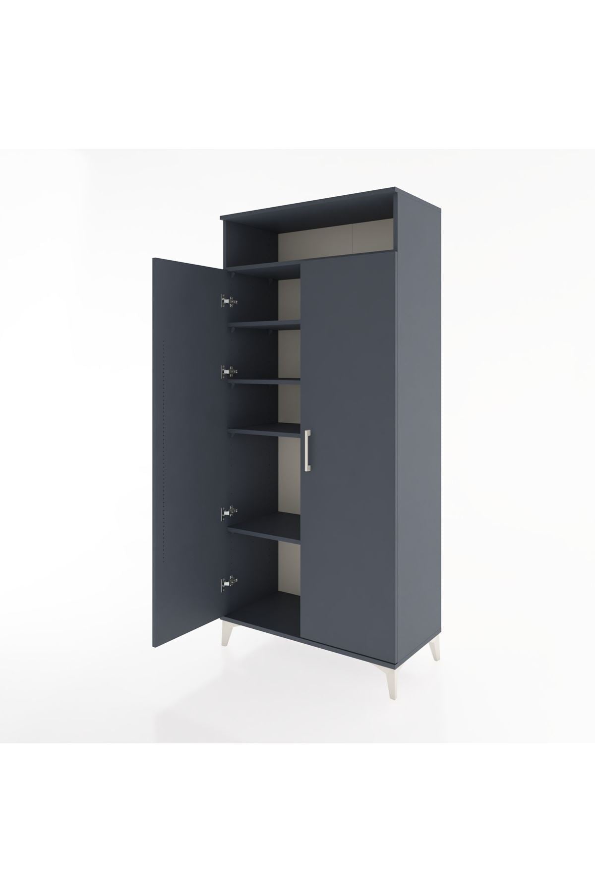 Hyperion Dolap 5 Raflı 2 Kapaklı 88x44x195 Antrasit-Antrasit