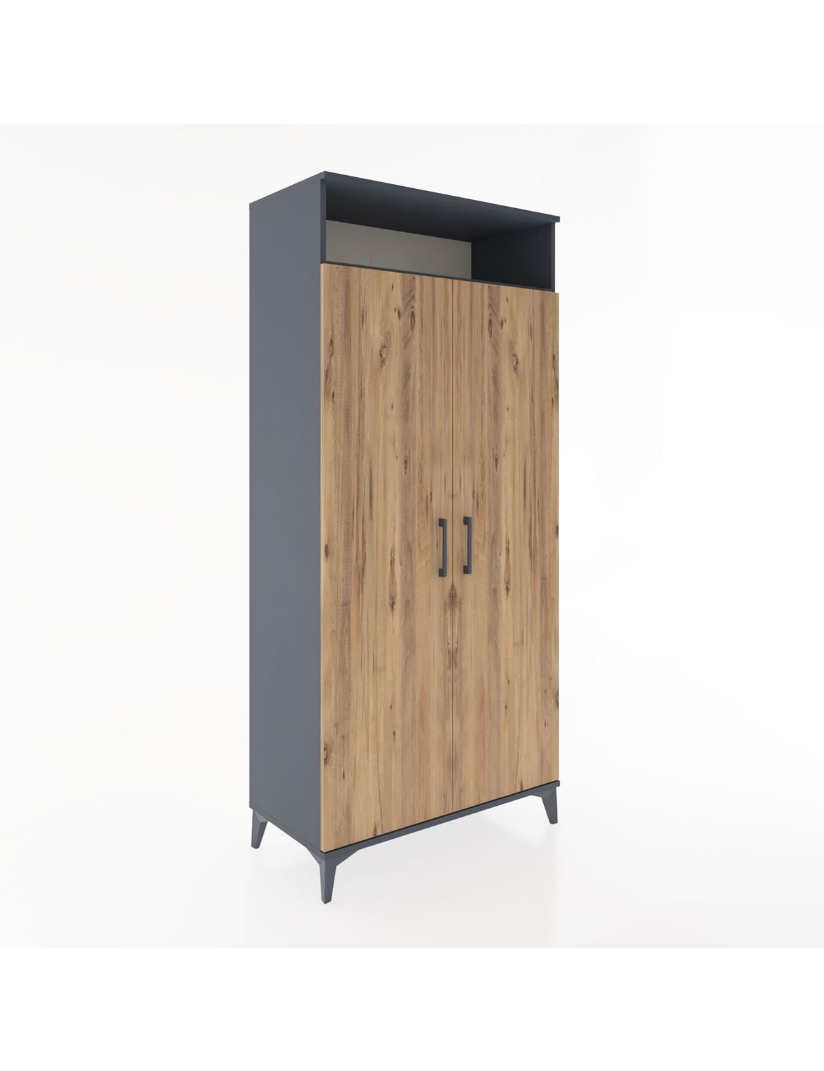 Hyperion Dolap 5 Raflı 2 Kapaklı 88x44x195 Antrasit-Çam